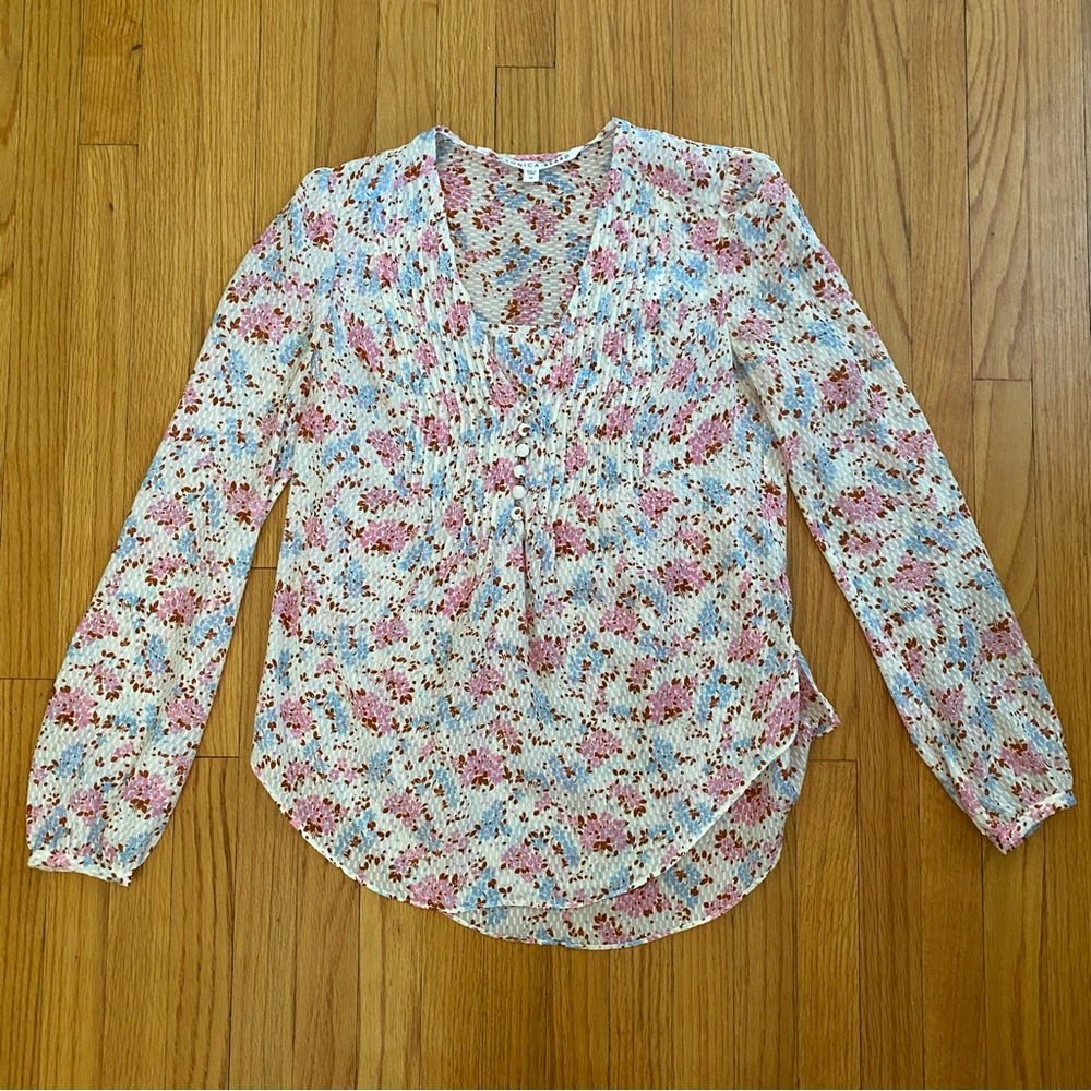 Veronica Beard Lowell Blouse (White/Pink, 00)